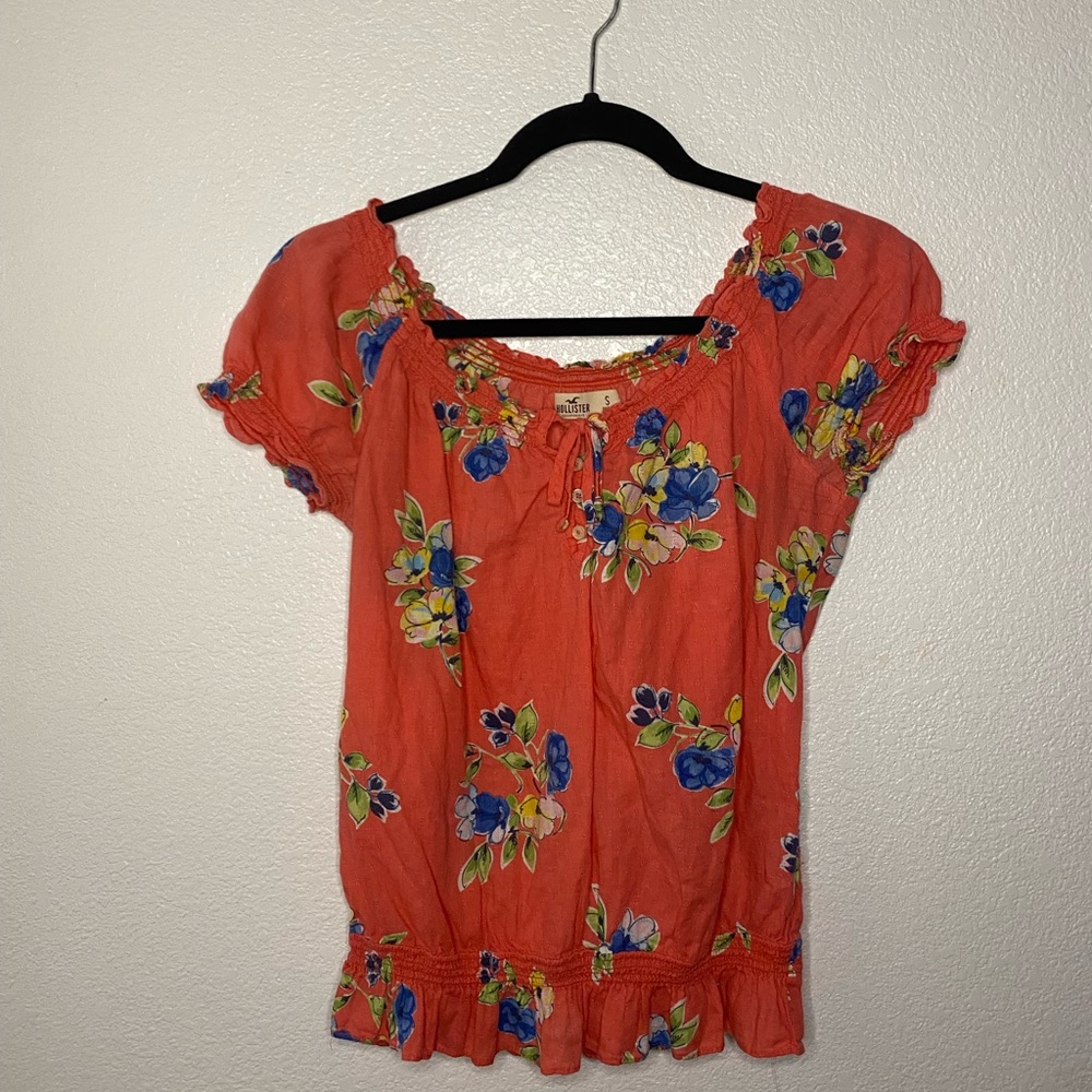pink/orange floral top